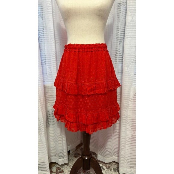 Tory Burch Dresses & Skirts - Tory Burch Short Tiered Ruffle Skirt in Red Size M
